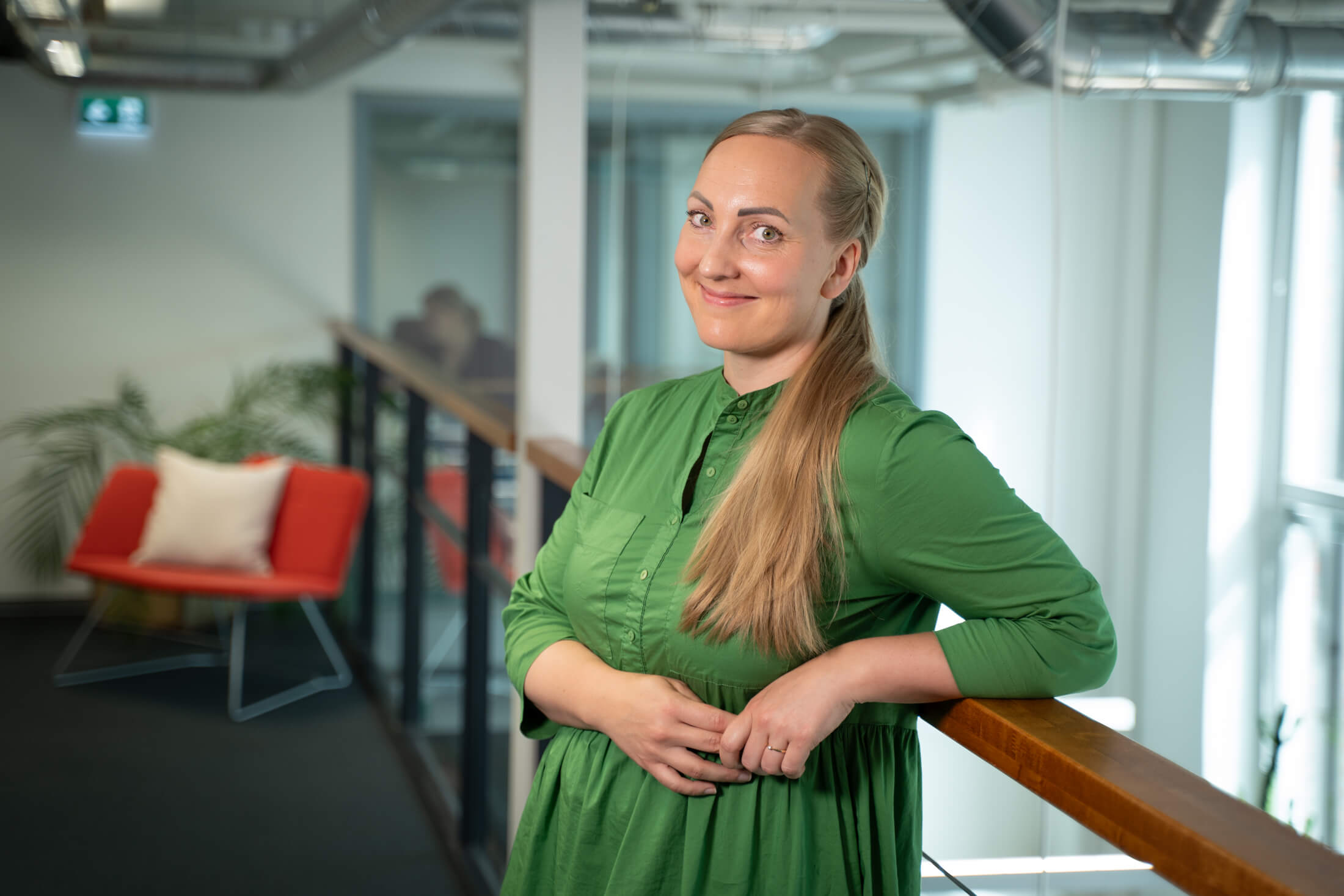 Outi Mäntylä, the CFO of VEO, at VEO's Tampere office in 